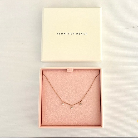 Jennifer Meyer 3 mini diamond bezel dangle necklace in Rose Gold - Picture 1 of 8